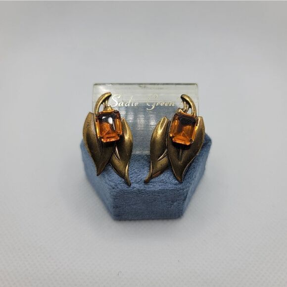 SADIE GREEN Vintage Earrings  - Picture 1 of 5